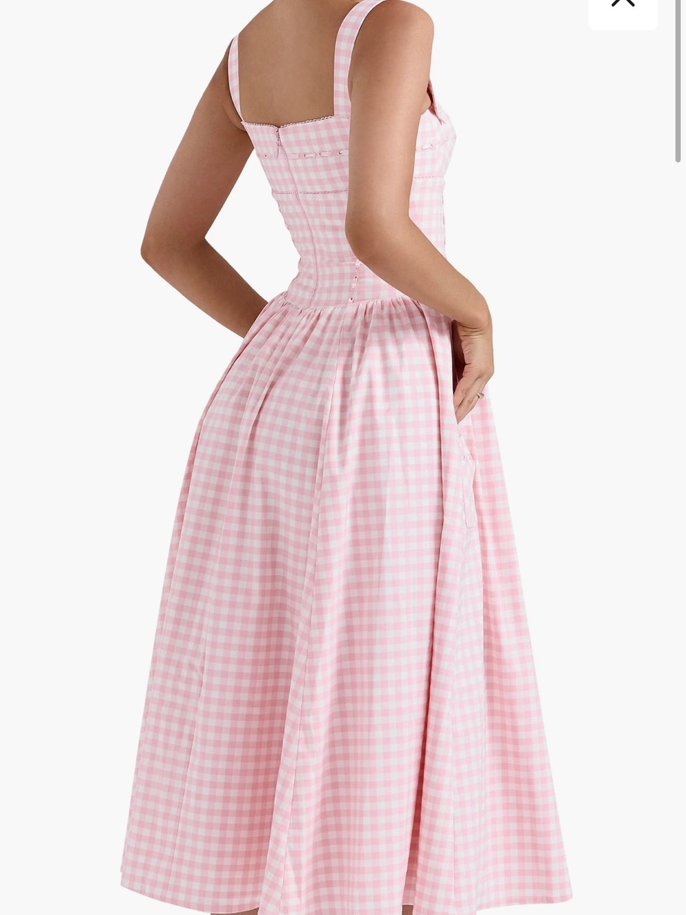 House of CB Vivien Pink Gingham Midi Dress - Picture 2 of 6
